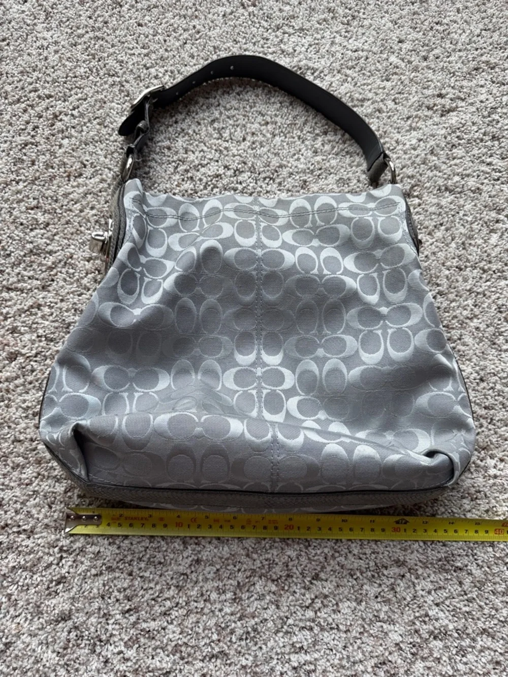 Coach Gray Signature Jacquard Shoulder Bag - Picture 5 of 8